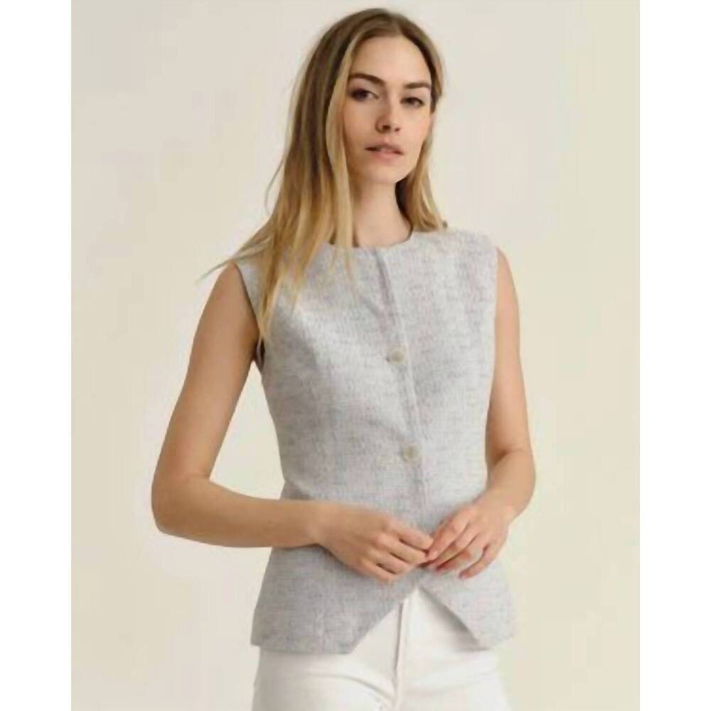 NEW CARTOLINA NANTUCKET freja button front vest in blue mist